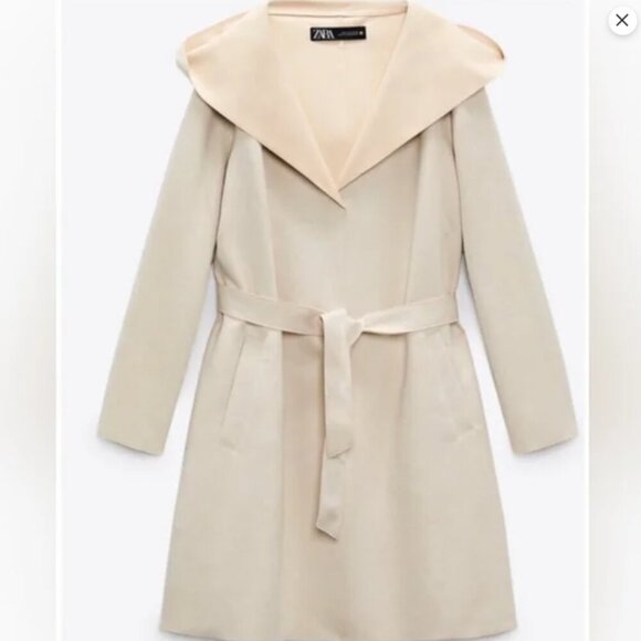 Zara Faux Suede Hooded and Belted Jacket - Picture 15 of 15